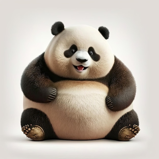 Ilustración generada por IA de lindo panda sonriente feliz