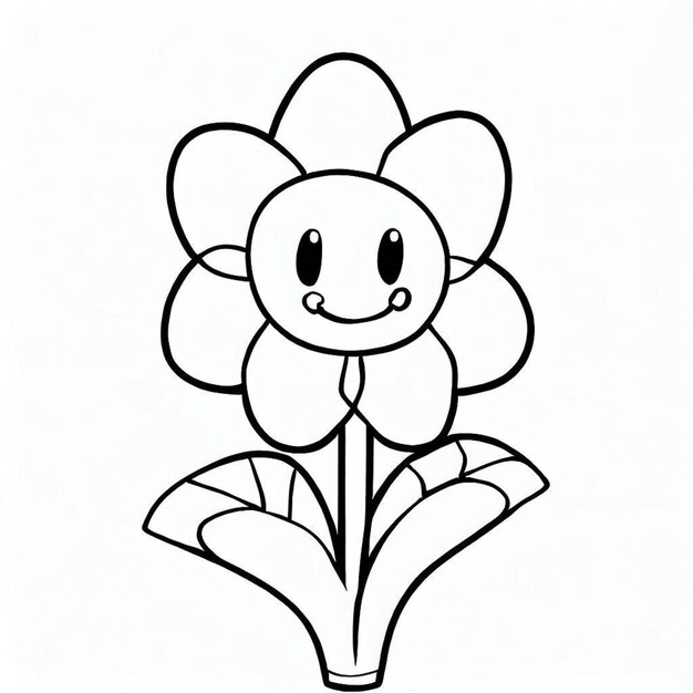 Foto ilustración generada por la ia de una página para colorear con una ilustración detallada de una flor alegre