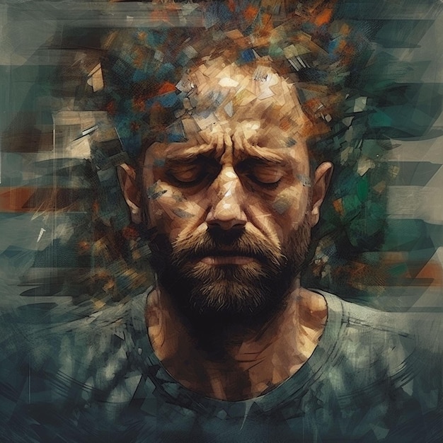 Ilustración generada por IA de una pintura abstracta de un hombre