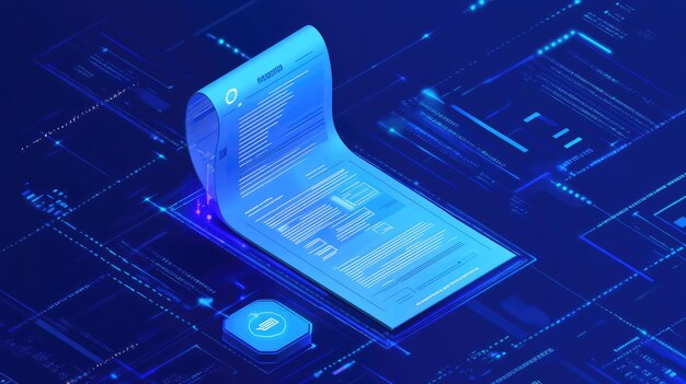 Ilustración generada por la IA de la transformación digital en el software de facturas fiscales