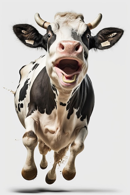 Ilustración generada por IA de una vaca feliz y sonriente