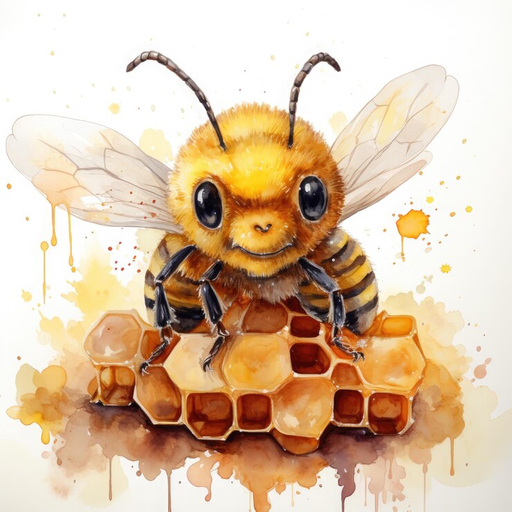 Ilustración generativa Ai en acuarela con clipart de panal de miel