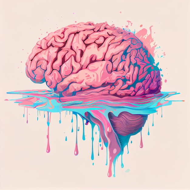 Ilustración generativa de ai de un cerebro ahogado.