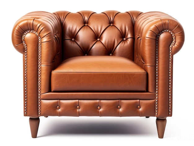 Ilustración generativa de ai de lujoso sillón de cuero marrón.