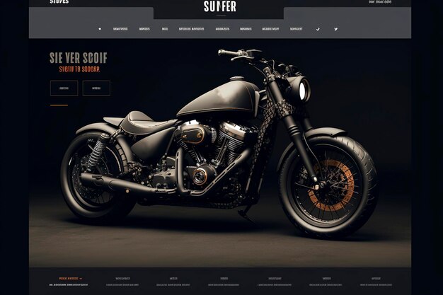 Foto ilustración generativa de diseño web de motocicletas de ia con fondo oscuro comercio en línea comercio
