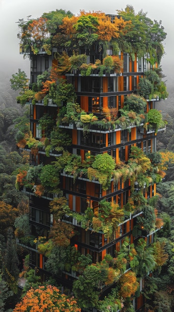 Ilustración generativa de un edificio de apartamentos del Bosque Vertical