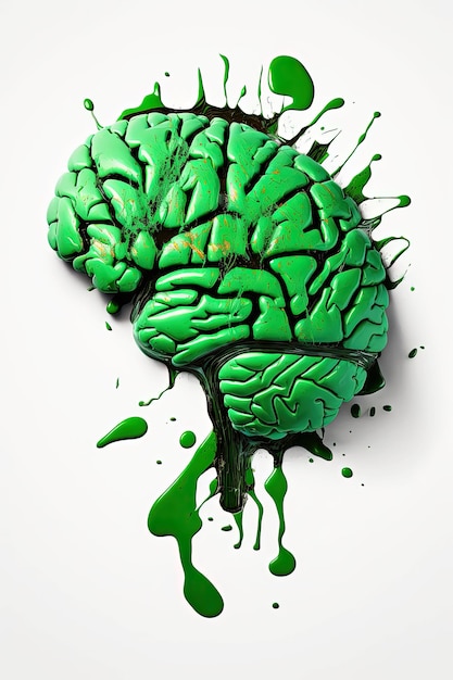 Ilustración generativa de IA de la conexión digital del cerebro humano multicolor