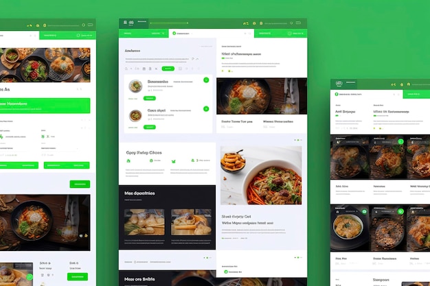 Foto ilustración generativa de ia del diseño de interfaz de usuario de un sitio web de comida china con pantalla completa y colores vibrantes