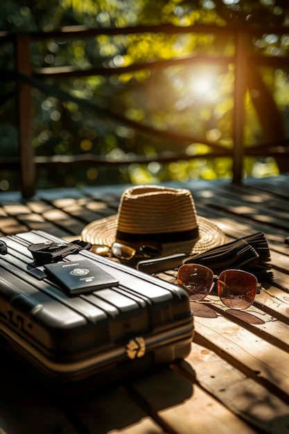 Foto ilustración generativa de ia de embalaje de vacaciones con una maleta
