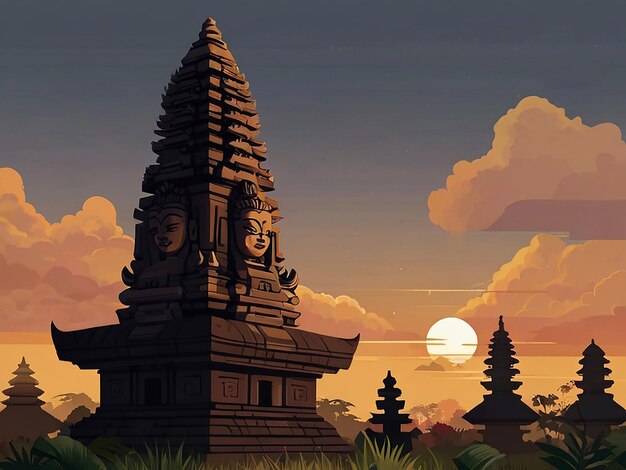 Ilustración de una generativa de IA feliz para el Día de Nyepi