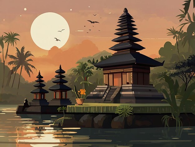 Ilustración de una generativa de IA feliz para el Día de Nyepi