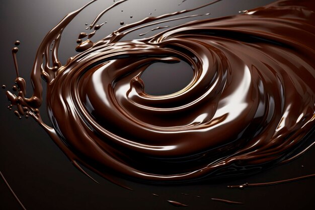 Ilustración generativa de IA de fondo de chocolate con movimientos ondulatorios desde arriba