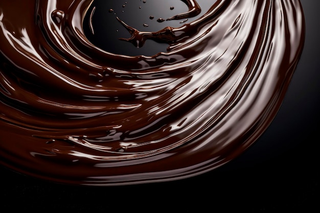 Ilustración generativa de IA de fondo de chocolate con movimientos ondulatorios desde arriba