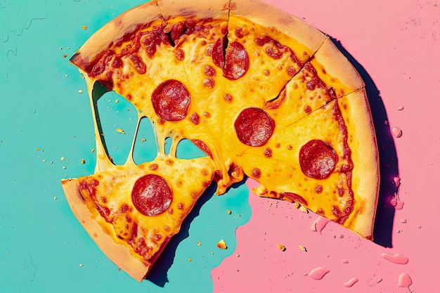 Ilustración generativa de IA de fondos de pizza con espacio de copia