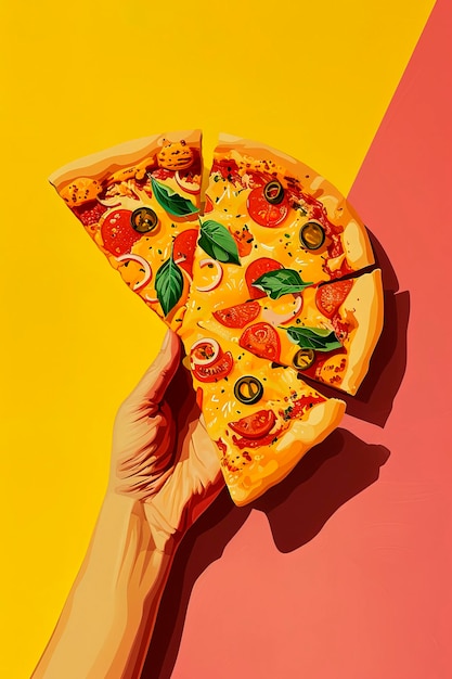 Ilustración generativa de IA de fondos de pizza con espacio de copia