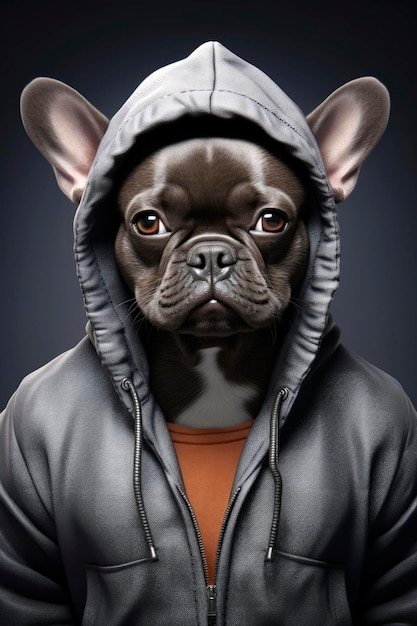 Ilustración generativa de IA de un perro vestido con ropa de hip hop y gafas de sol