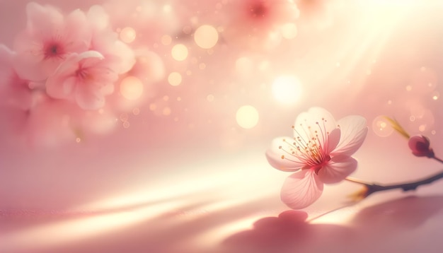 Ilustración generativa de IA de las ramas de los árboles de cerezas rosadas en flor