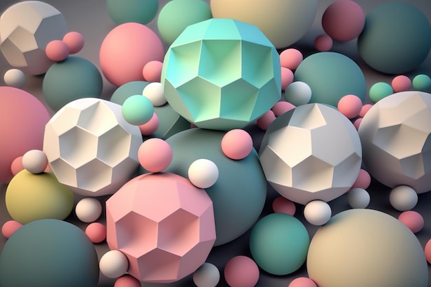 Ilustración de una geometría abstracta de bolas en colores pastel Generación de IA