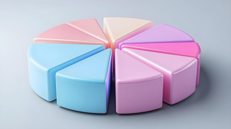 Foto ilustración geométrica 3d de gráfico de pastel de colores