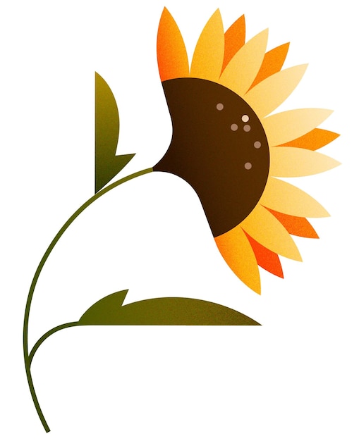 Ilustración geométrica de girasol en png de fondo transparente