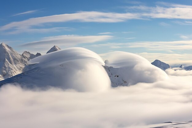 Foto ilustración de gipfel ber den wolken en invierno