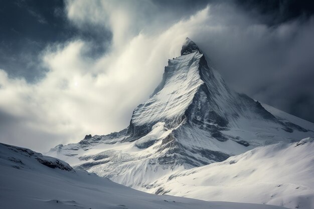 Foto ilustración de gipfel ber den wolken en invierno