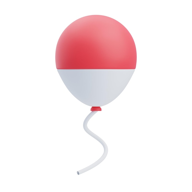 Ilustración de globo blanco rojo 3D