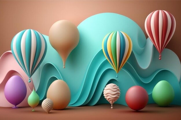 Ilustración de globos de colores realistas AI generativo