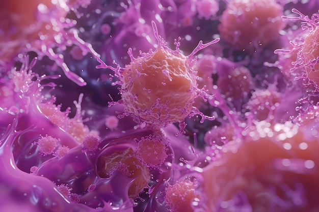 Foto ilustración de glóbulos blancos en un fondo de color concepto médico