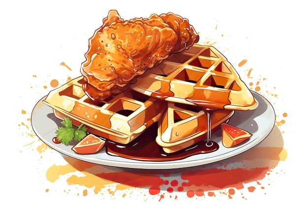 Ilustración de gofres Ilustración de comida IA generativa