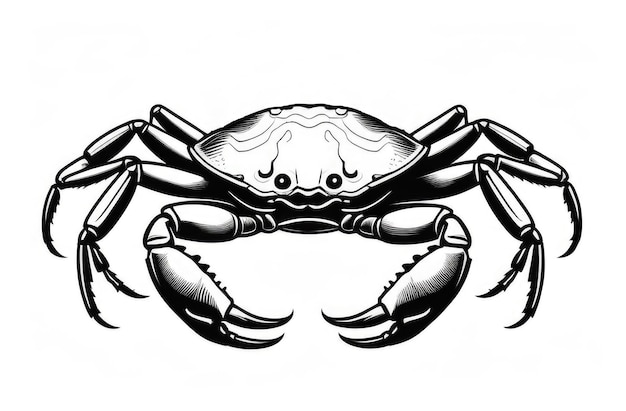 Foto ilustración grabada en blanco y negro de cangrejo marino con garras vida silvestre del océano mariscos