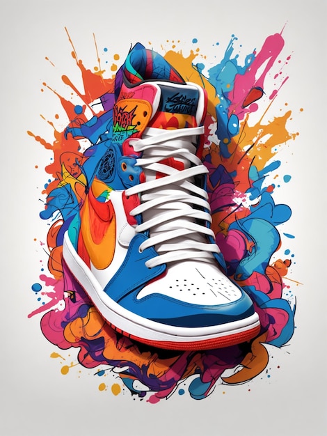 Ilustración de graffiti colorido de zapatos Jordan 8