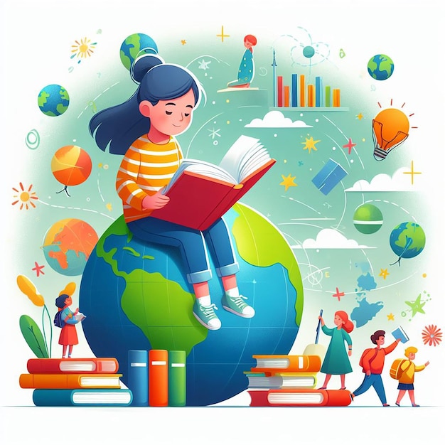 Ilustración gráfica de libros Día Mundial del Libro