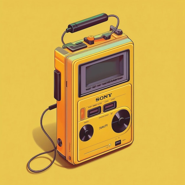 ilustración gráfica minimalista de un estilo retro walkman