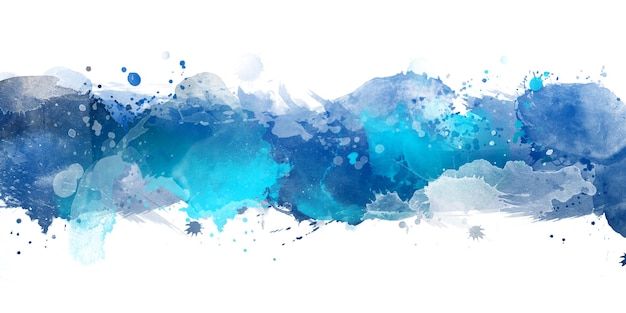 Ilustración gráfica de restos de pintura azul aislado sobre un fondo blanco.