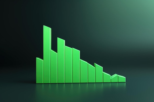 Ilustración de gráfico de barra verde concepto de finanzas y bolsa de valores IA generativa