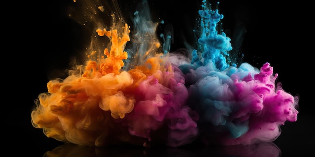 Ilustración de gráficos de movimiento generativo generado por IA de explosión de polvo de color Se puede utilizar para decoración de fondo o diseño gráfico Arte gráfico