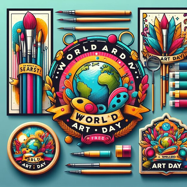 Ilustración gratuita del día del arte del mundo plano vectorial