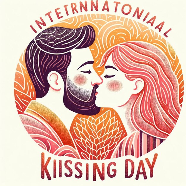 Foto ilustración gratuita del día internacional del beso con pareja