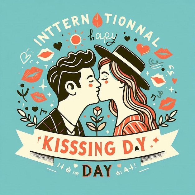 Ilustración gratuita del día internacional del beso con pareja