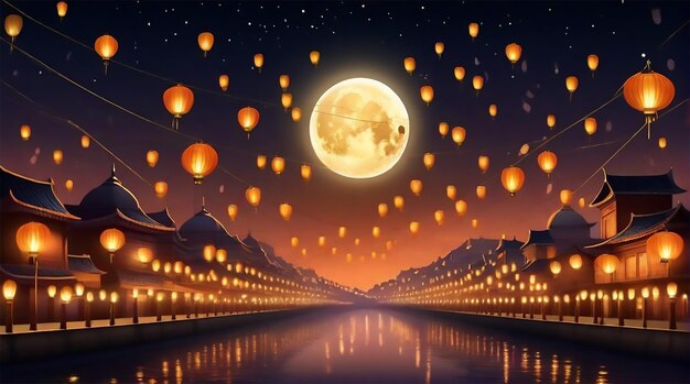 Foto ilustración gratuita de la noche brillante con linternas
