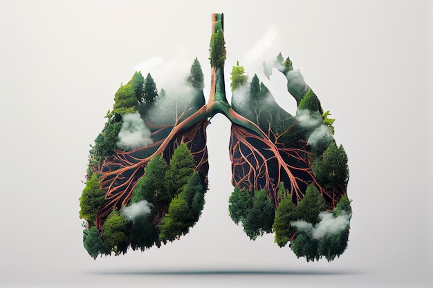 Ilustración de Green Lung para un mundo mejor para no fumadores, un mundo mejor para la salud
