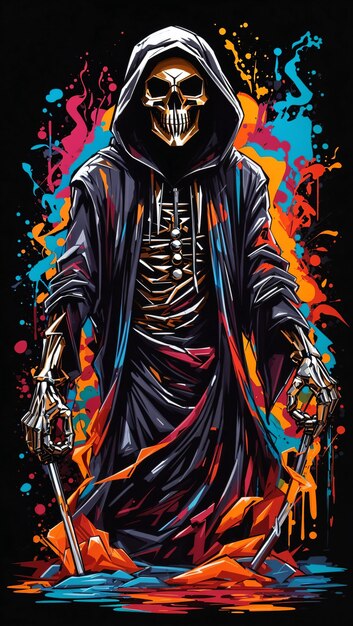 Foto ilustración de grim reaper para el arte de diseño de camisetas