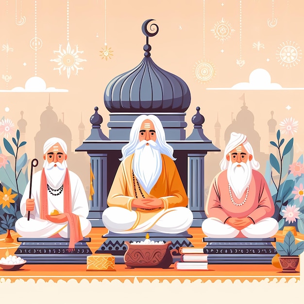 Ilustración para Guru Purnima en estilo plano
