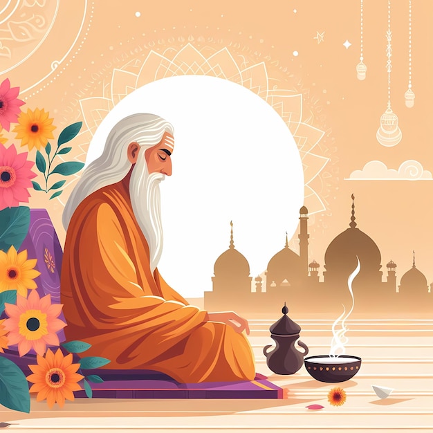 Ilustración para Guru Purnima en estilo plano