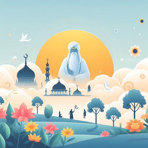 Foto ilustración para guru purnima en estilo plano