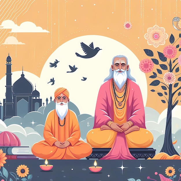 Foto ilustración para guru purnima en estilo plano