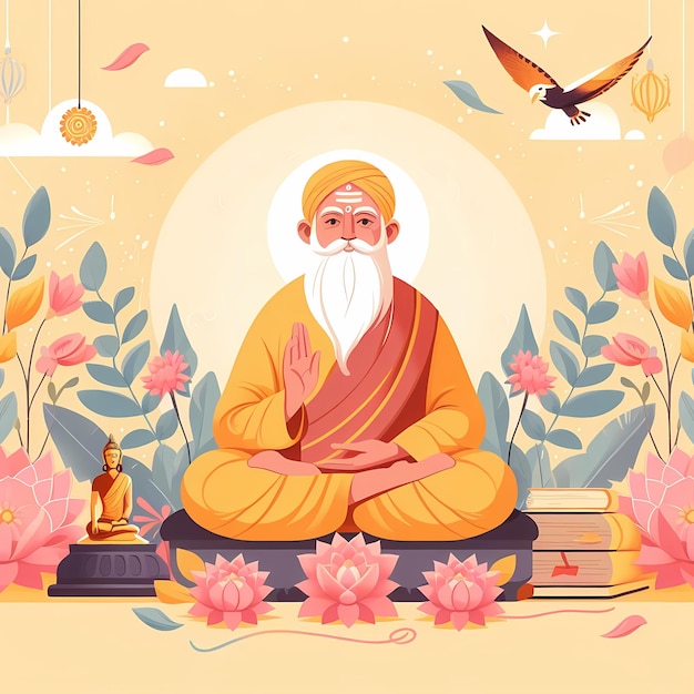 Ilustración para Guru Purnima en estilo plano