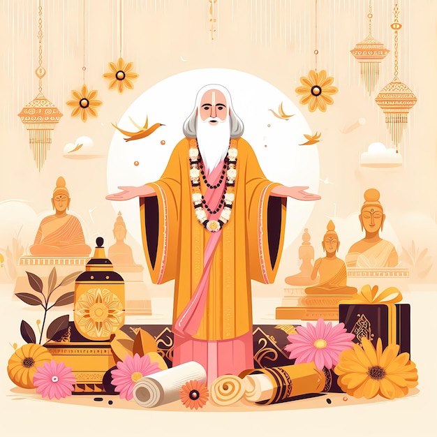 Foto ilustración para guru purnima en estilo plano