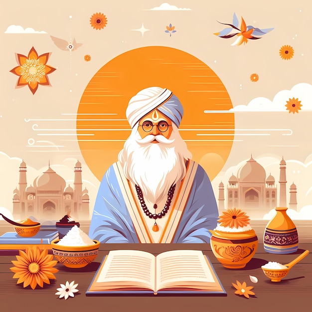 Foto ilustración para guru purnima en estilo plano